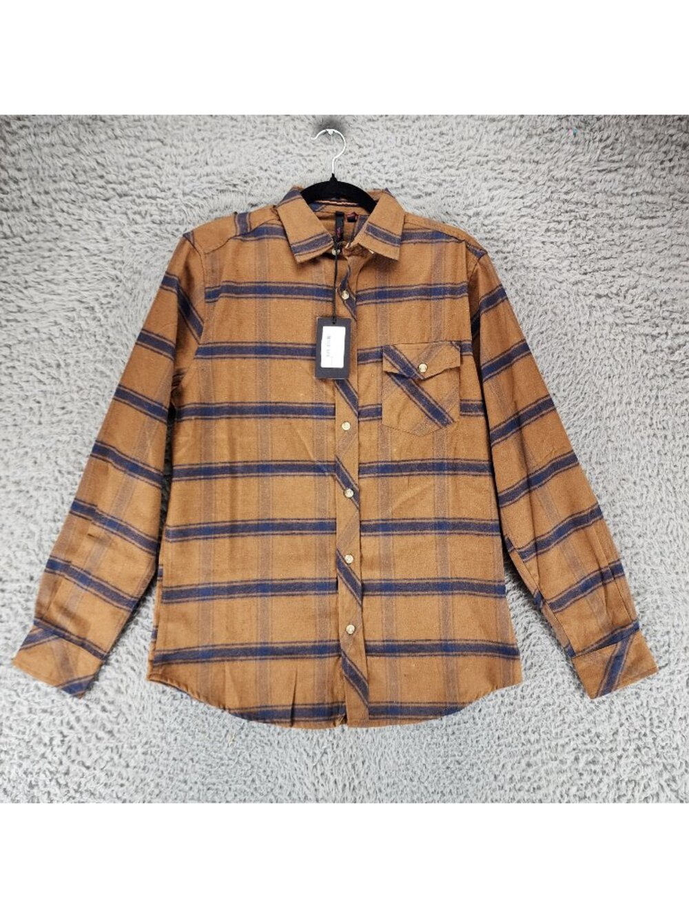 Smash Shirt Mens Small Brown Flannel Long Sleeve Button Up *NWT*